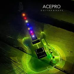 In Stock Acepro Acrylic Electric Guitar, Body 11 Way Swtich Multicolor LEDs Can Choose LED Lights Color, Fretboard Colorful LEDs