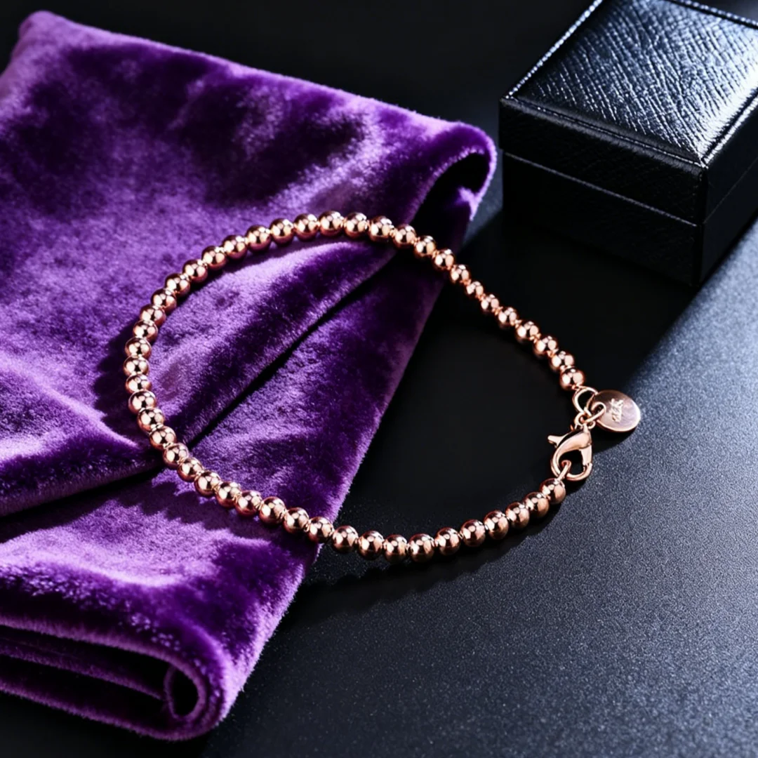 New 18K gold color 925 Sterling Silver Bracelets for Women 4MM beads Chain Fashion Wedding Party Christmas Gifts fine Jewelry