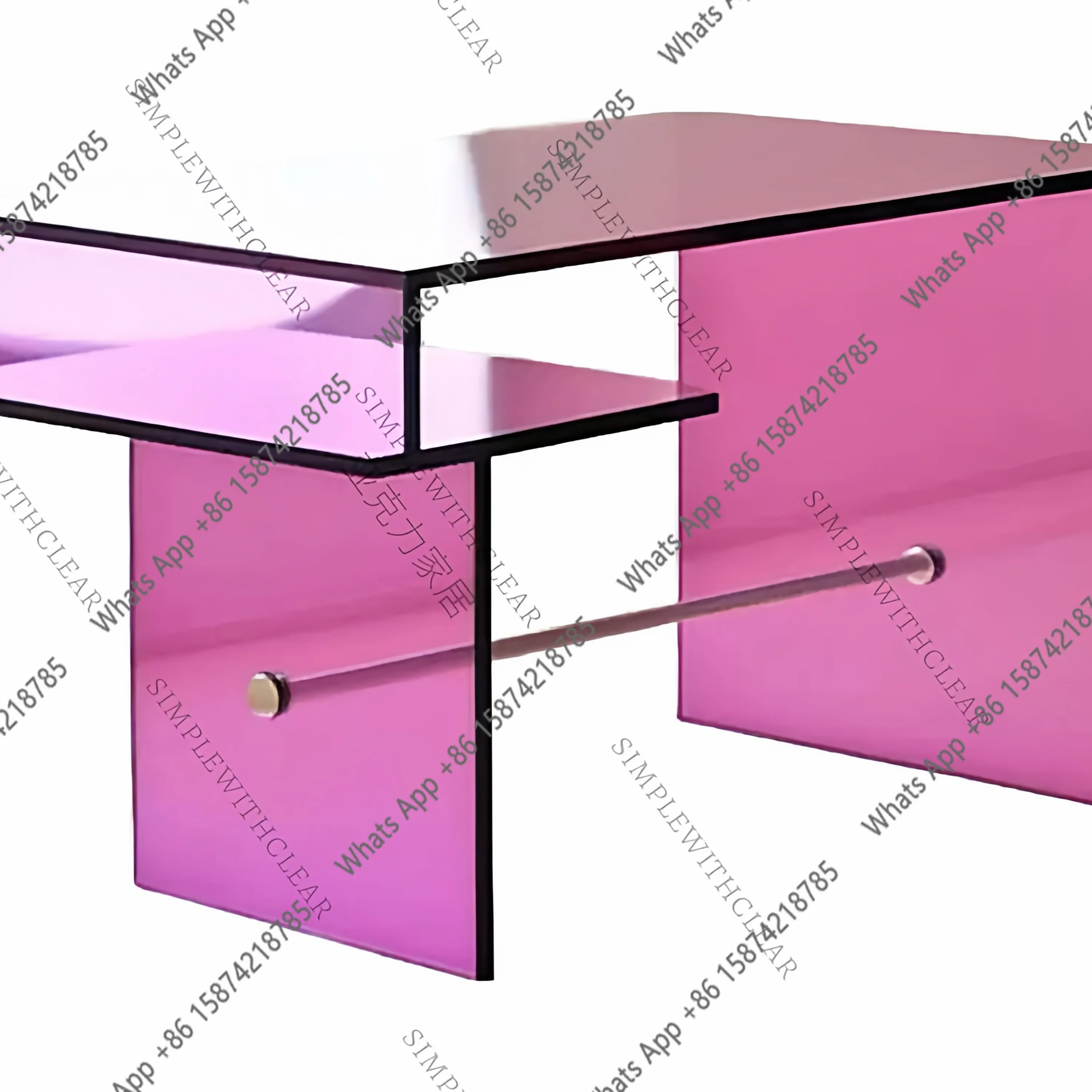 Rose pink acrylic desk light luxury minimalist writing table designer study computer table customization