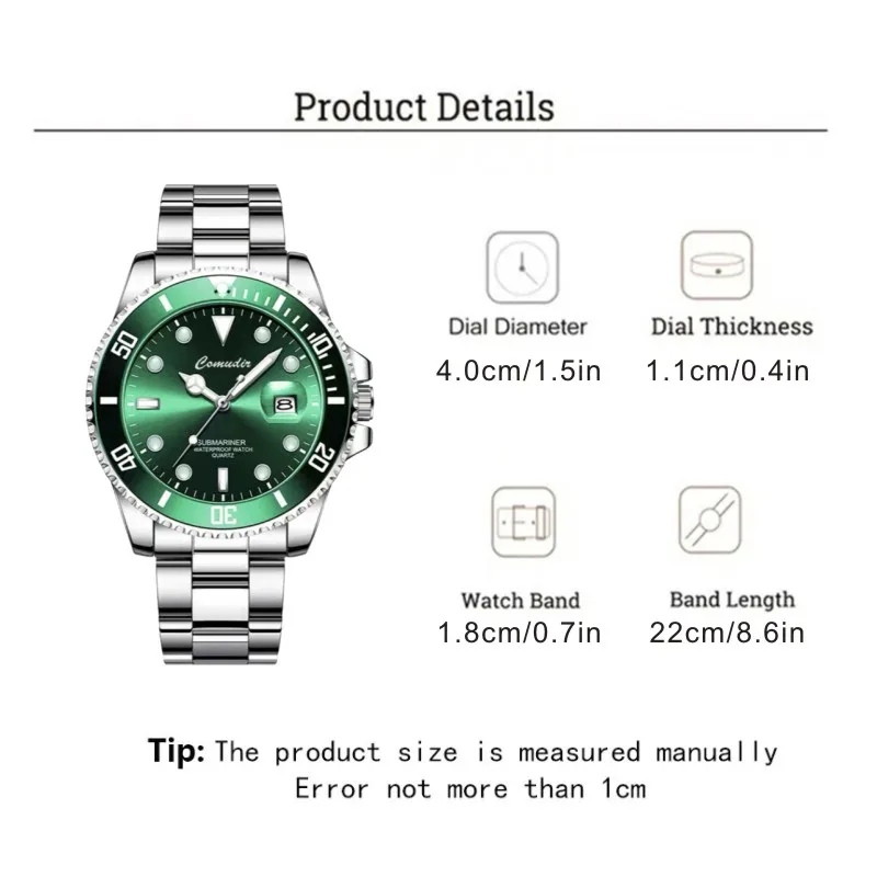 Relojes de los hombres de marca superior YOLAKO moda de lujo reloj verde para los hombres Casual relojes deportivos de acero inoxidable de los hombres fecha de cuarzo Timepi