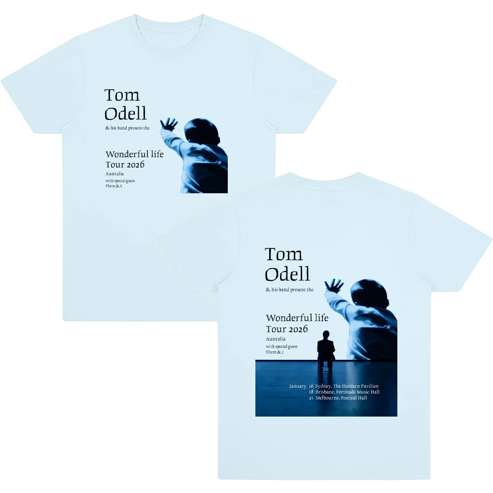

Футболка Tom Odell Wonderful LifeTour 2026, модные хлопковые свободные футболки в стиле хип-хоп с круглым вырезом и короткими рукавами, летняя женская и мужская одежда