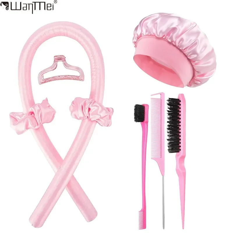 No-Heat Curling Iron Set Night Cap Hair Roller Set Lazy Hair Curlers Headband Hairs Rollers Bristle Brush Hair Styling Tools