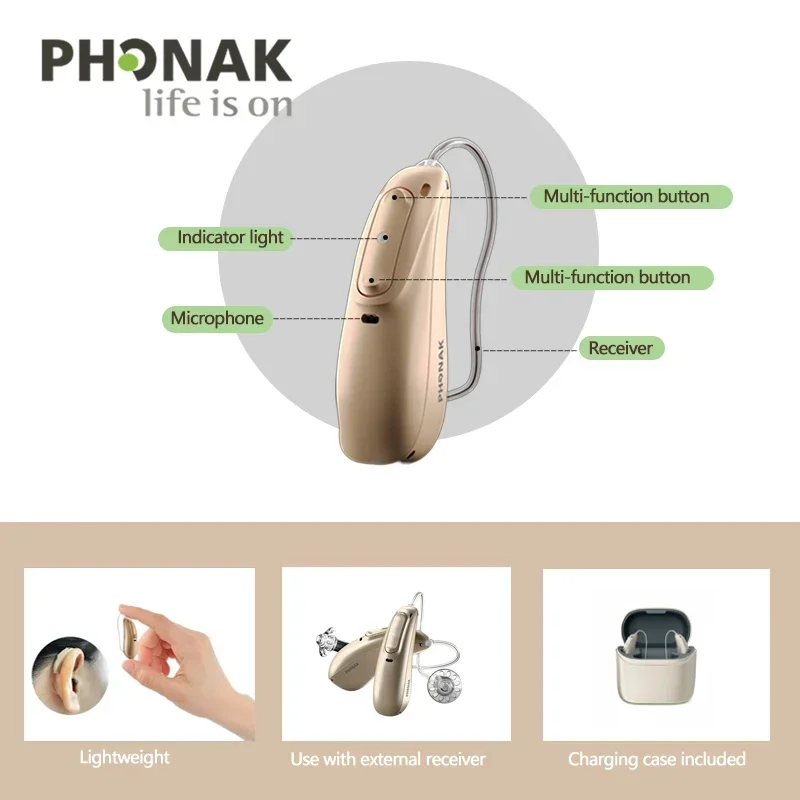 Phonak Audeo L-R Hearing Aids 20 Channels IP68 Waterprooof Computer Programmable Rechargeable  Dustproof Bluetooth for Deafness