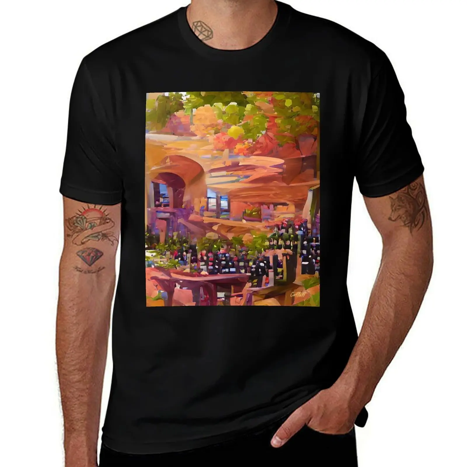 

Abstract Painting of a Wine Vineyard or Winery T-Shirt cute clothes Blouse anime clothes heavyweight t shirts for men