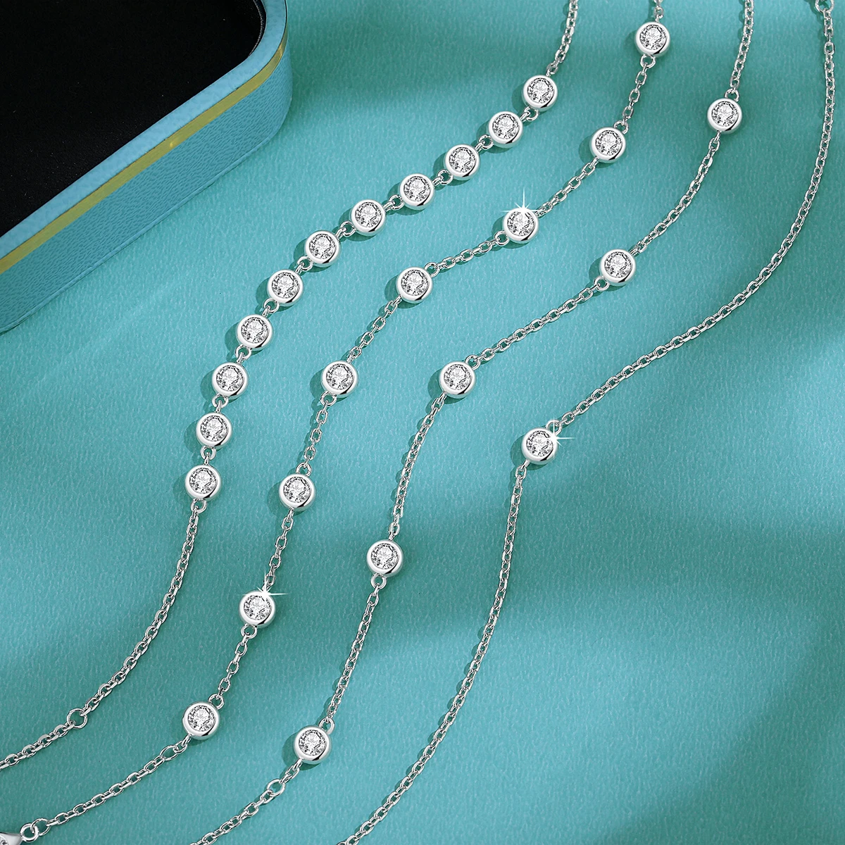 4.5mm Round Moissanite Bracelet for Women Adjustable 925 Sterling Silver Bangle Bezel Set Hand Chain Girl Birthday Gifts