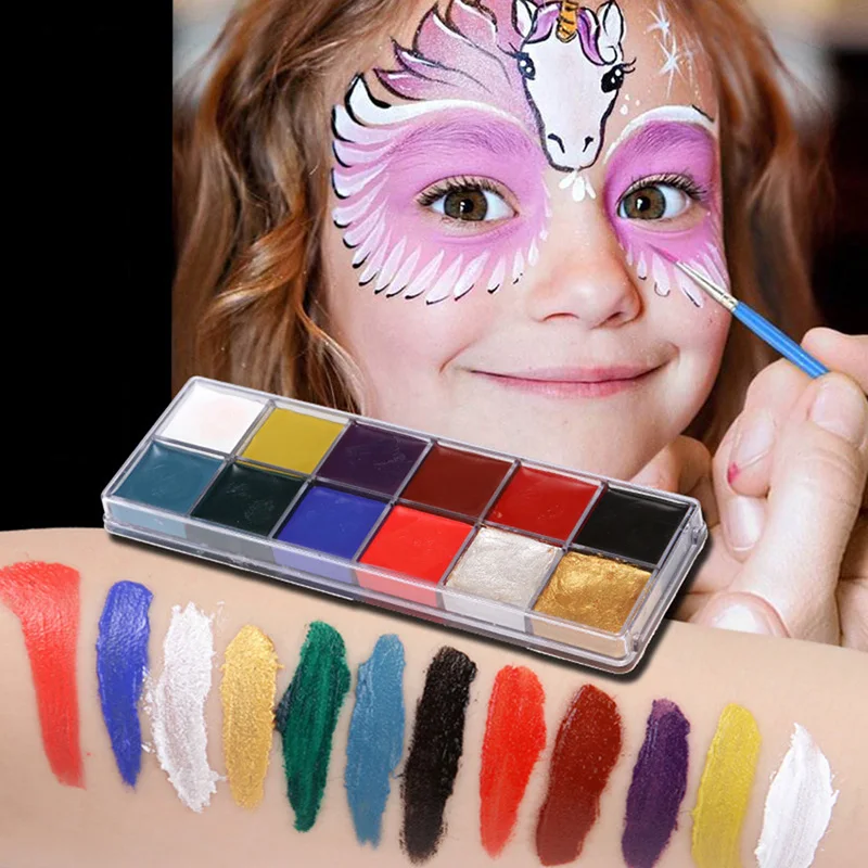 12 Colors Face Body Art Painting Body Paint Oil Painting Tattoo Makeup Cosmetic Bodypainting Halloween Party