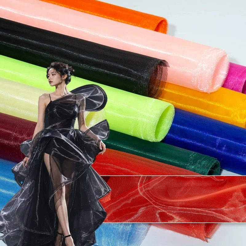 1meter Sheer Stiff Tulle Mesh Fabric Light Reflective Lightweight for Underskirt Costume Designer DIY Sewing Accessories
