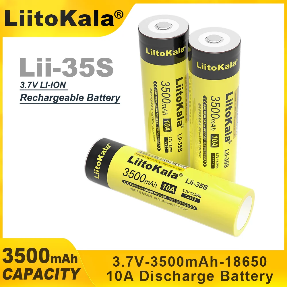 1-6PCS LiitoKala Lii-35S 18650 3.7V 3500mAh Rechargeable Lithium Battery for LED Flashlight+DIY Pointe