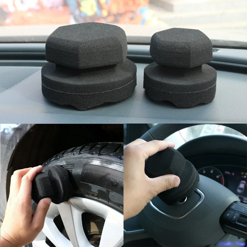 

Car Wax Polishing Sponge Hexagonal Grip Applicator Hand Tire Wax Sponge High Density Foam Sponge Auto Waxing Accessories