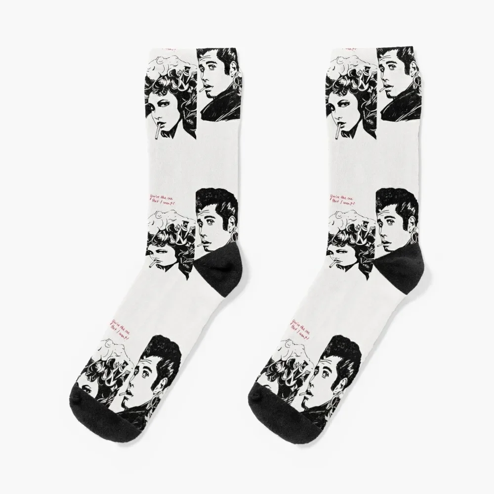 

Grease You're the One That I Want Illustration Socks Soccer golf heated cartoon Socks Woman Men's