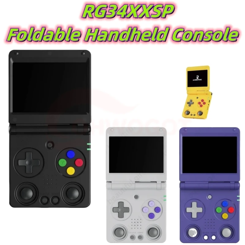 RG34XXSP แบบพกพา Retro คอนโซลเกมมือถือแบบพับได้ 3300mAh แบตเตอรี่ Dual จอยสติ๊กสนับสนุน WiFi Bluetooth TV เอาต์พุตเด็กของขวัญ