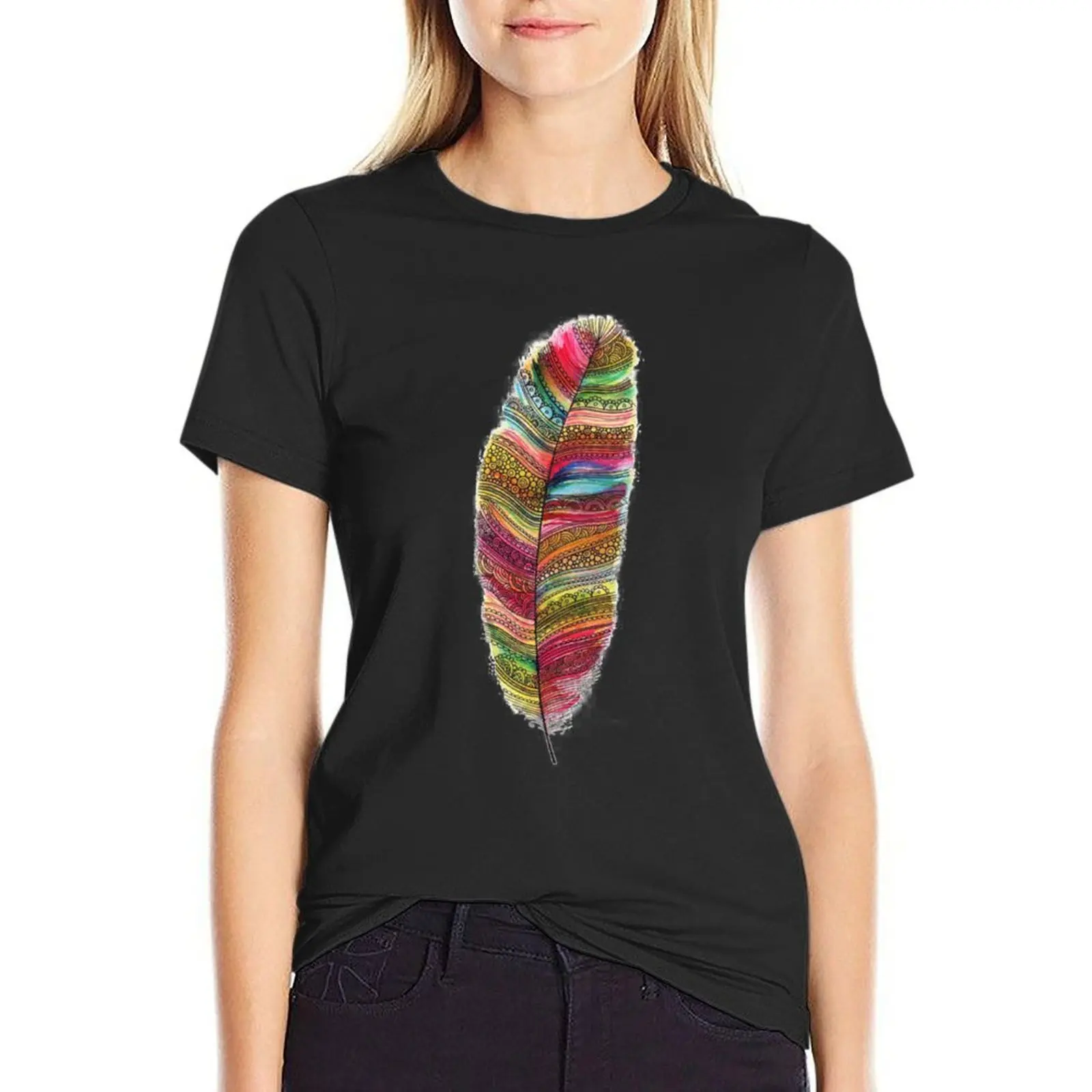 Feather Shirt Rainbow Feather T Shirt Native Pride Indigenous Tshirt Indigenous Owned Unisex Tshirt T-Shirt