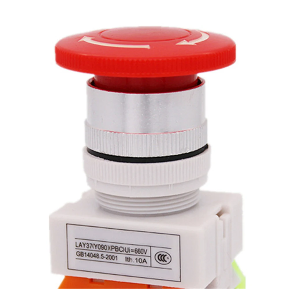 LAY37-11ZS Industrial Exigent Stop Push Button Switch With Red 40mm Mushroom Head 1NO 1NC DPST Self-Locking For Machinery