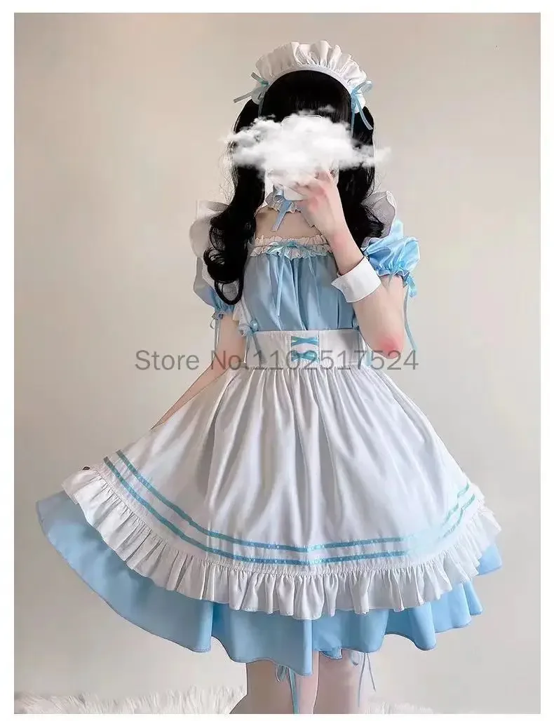 2025 Black Cute Lolita Maid Costumes Girls Women Lovely Maid Xmas Cosplay Costume Animation Show Japanese Outfit Dress Clothes