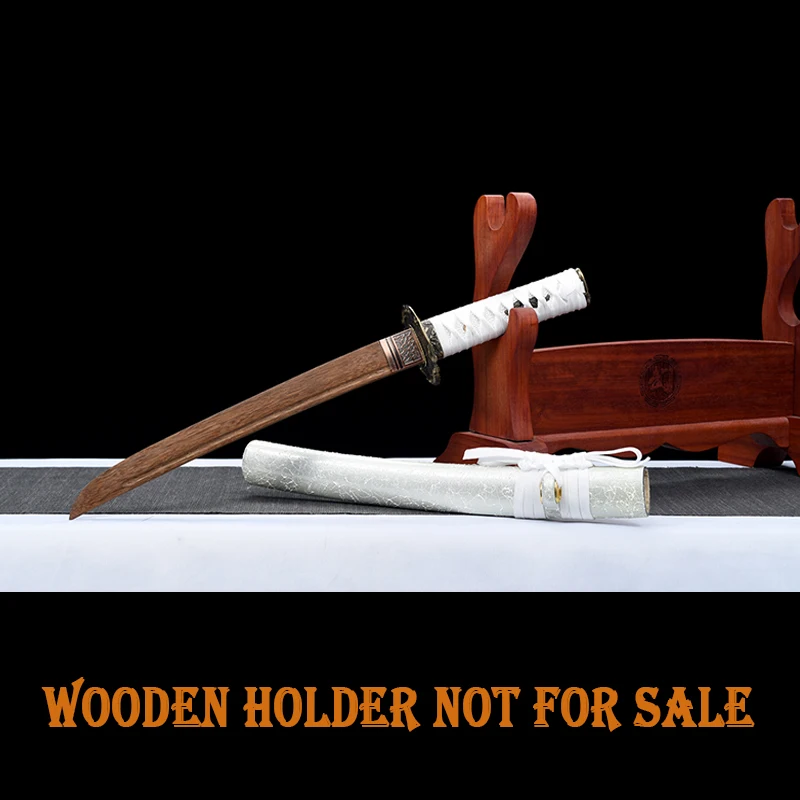 Custom-made Wooden Iaito Training Sword for Childern Used, Home Decor, Tanto, Full Size Small Sword, Type A, Metal Fitting,White view 6