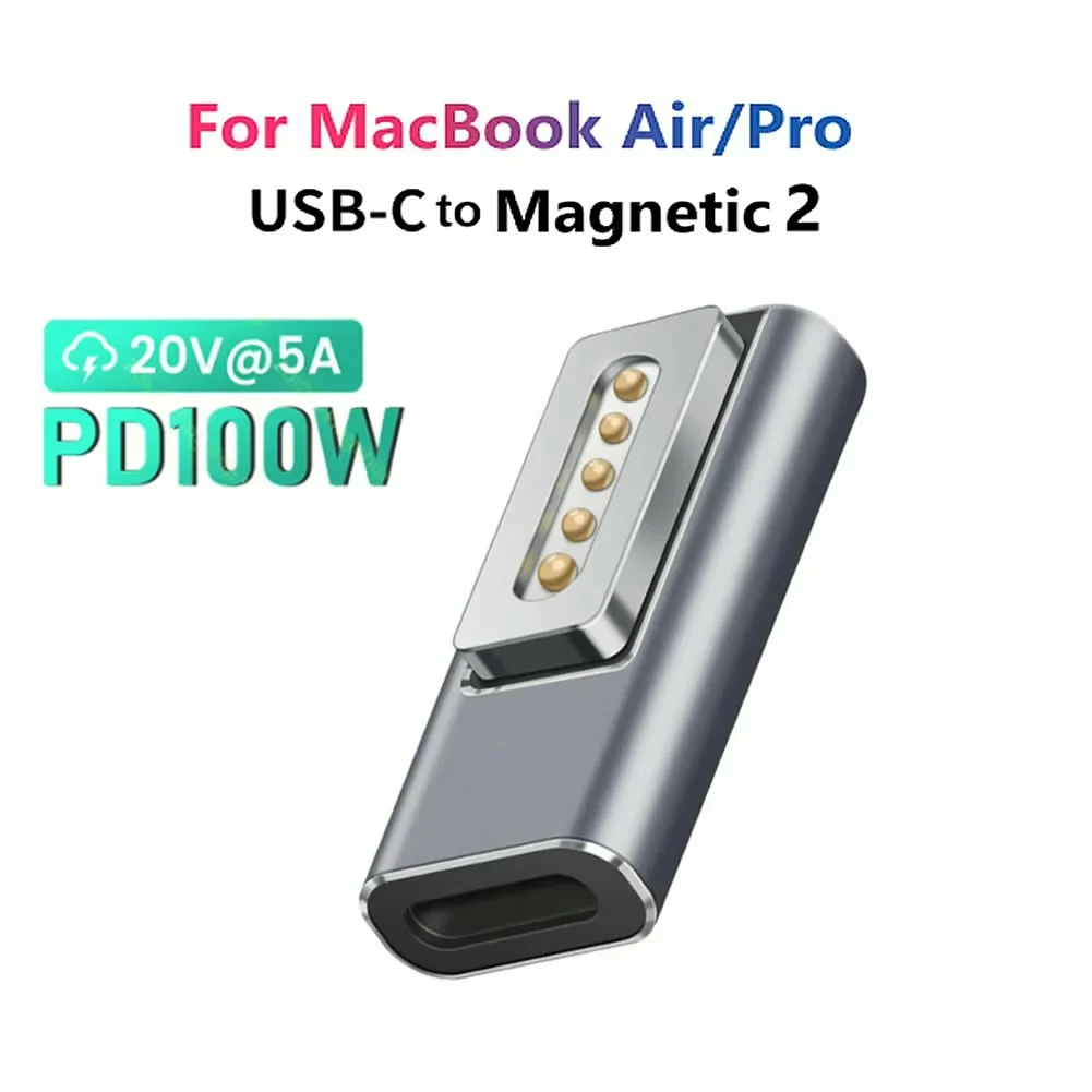 USB Type-C Magnetic PD Adapter for Magsafe 1 2 MacBook Air Pro LED Indicator 100W Fast Charging Magnetic Plug Adapter