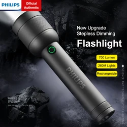 Philips przenośna latarka 550 lumenów akumulatorowa lampa LED latarki z materiał ze stopu aluminium na samoobrona Camping Hiking