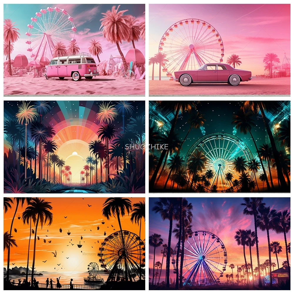 

Amusement Park Carnival Photography Backdrops Amusement Park Ferris Wheel Children's Birthday Party Photo Background FH-01