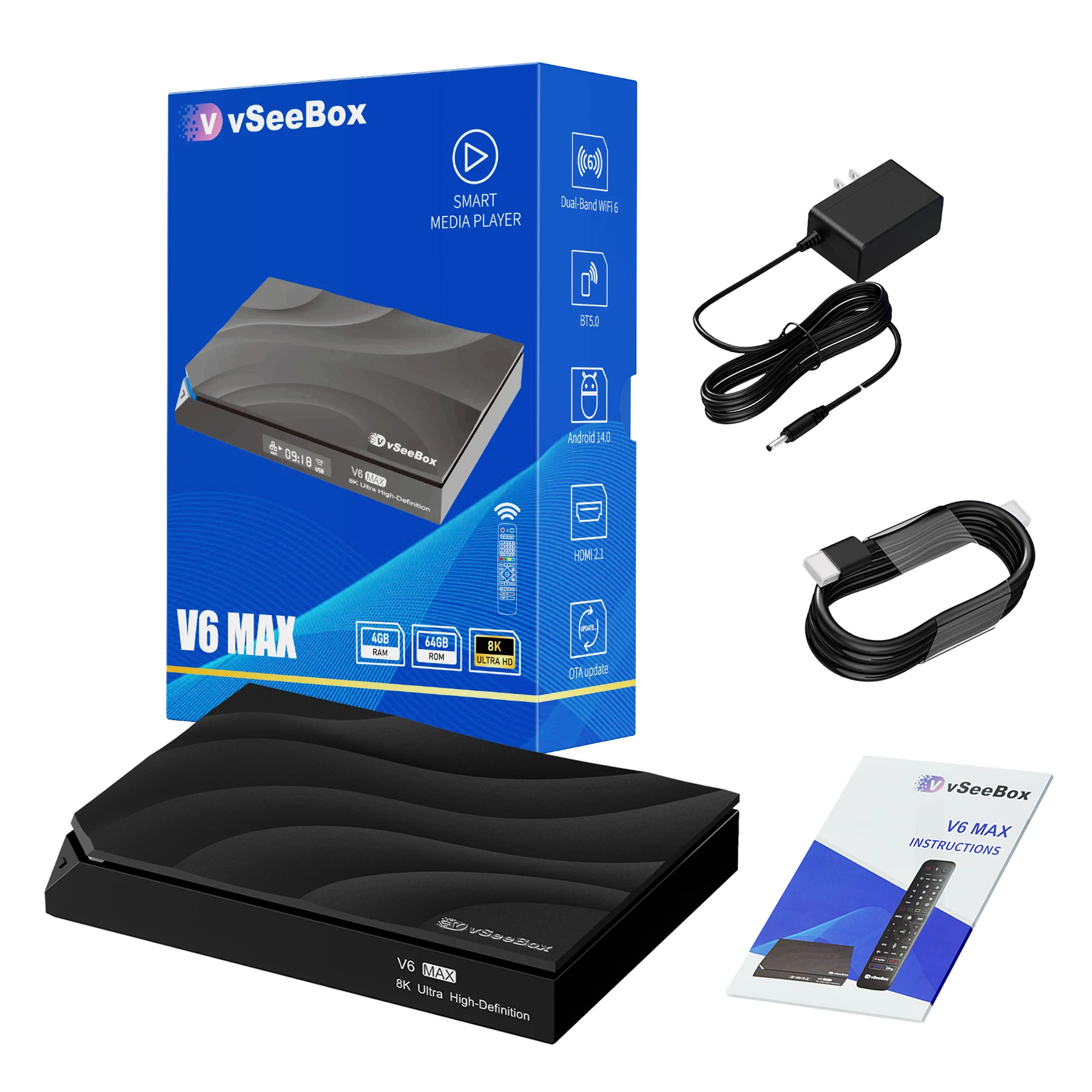 vSeeBox V6 Max 64GB 8K HD Officially Authorized Voice Control
