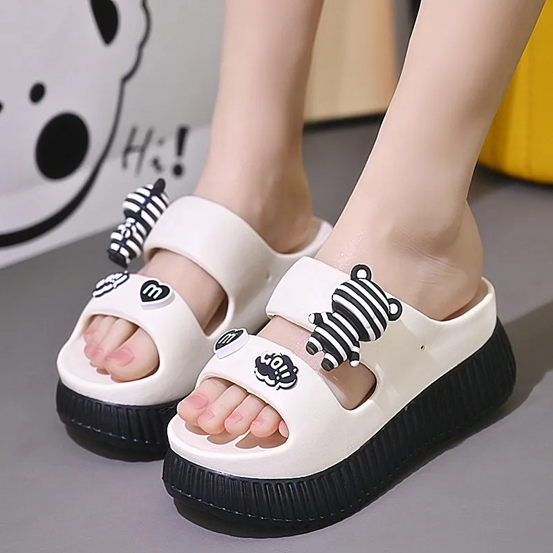 Women Chunky Platform Sandals Casual Anti-slip Slides Summer Sweet Slippers Woman Fashion EVA Outdoor Beach Slippers Flip Flops