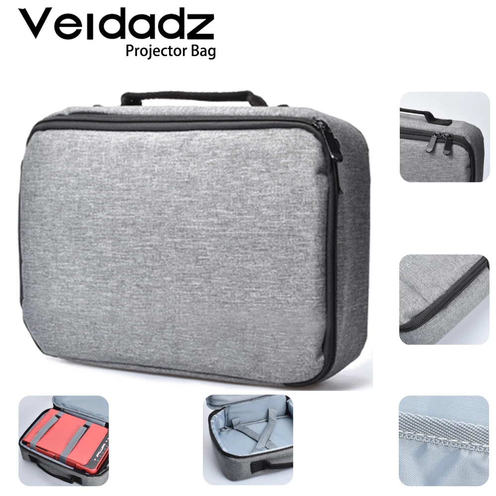 VEIDADZ Projector Bag Gray Portable Waterproof Storage Projection Accessories Daily Necessities Tools Camera Household Savings