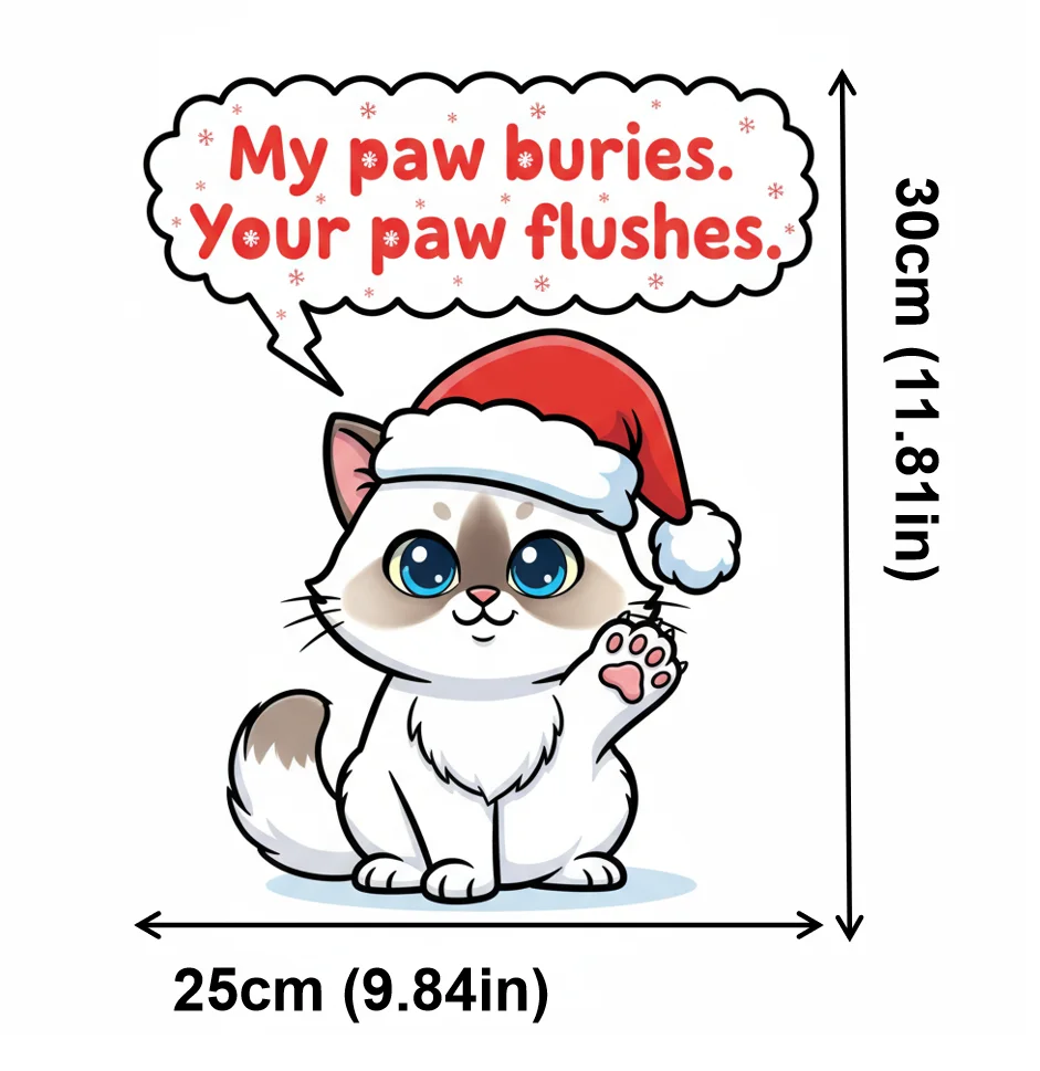 ملصق مرحاض مضحك لعيد الميلاد على شكل قطة لطيفة "My Paw Buries" تذكير المرحاض المتدفق، سهل الإزالة، ديكور حمام احتفالي رائع