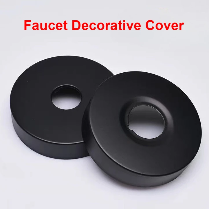 New Faucet Decorative Cover Stainless Steel Water Pipe Connector Heighten Valve Panel Shower Kitchen Faucet Accessories Black
