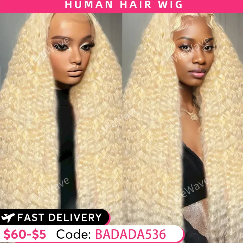 13x6 HD Transparent 613 Blonde Curly Lace Frontal Wig Brazilian Colored Preplucked 13x4 Lace Front Wig Human Hair For Women