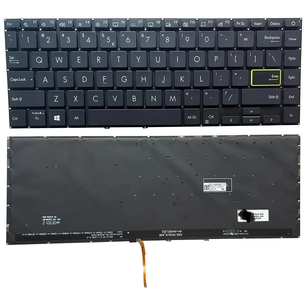 

Laptop Keyboard For ASUS VivoBook S14 X435EA S435EA Black Without Frame United States US With Backlit