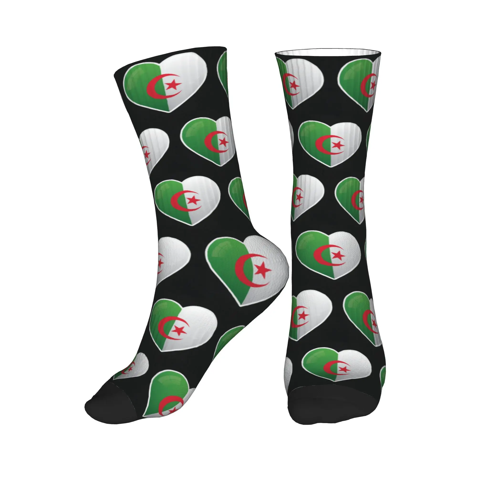 

All Seasons Algeria Algerian Flag Love Icon Sport Middle Tube Socks Sweat Absorbing Crew Socks Fashion Stockings for Men Women