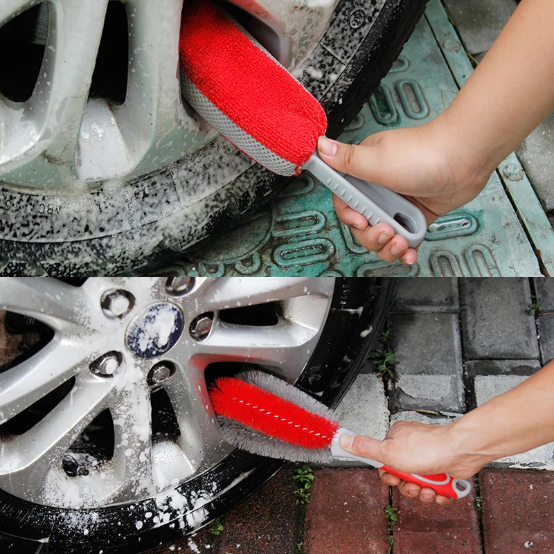 

Car Hub Cleaning Brush Microfiber Sponge Tire Brush Double Strand Thickened Cleaning Detailing Tools Brush Car Wash Brush