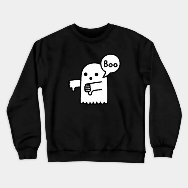 

Autumn and Winter Crew Neck Sweatshirt Pure Cotton Funny Ghost Boo Print Ideal for Those Who Love Playful Halloween - Inspired