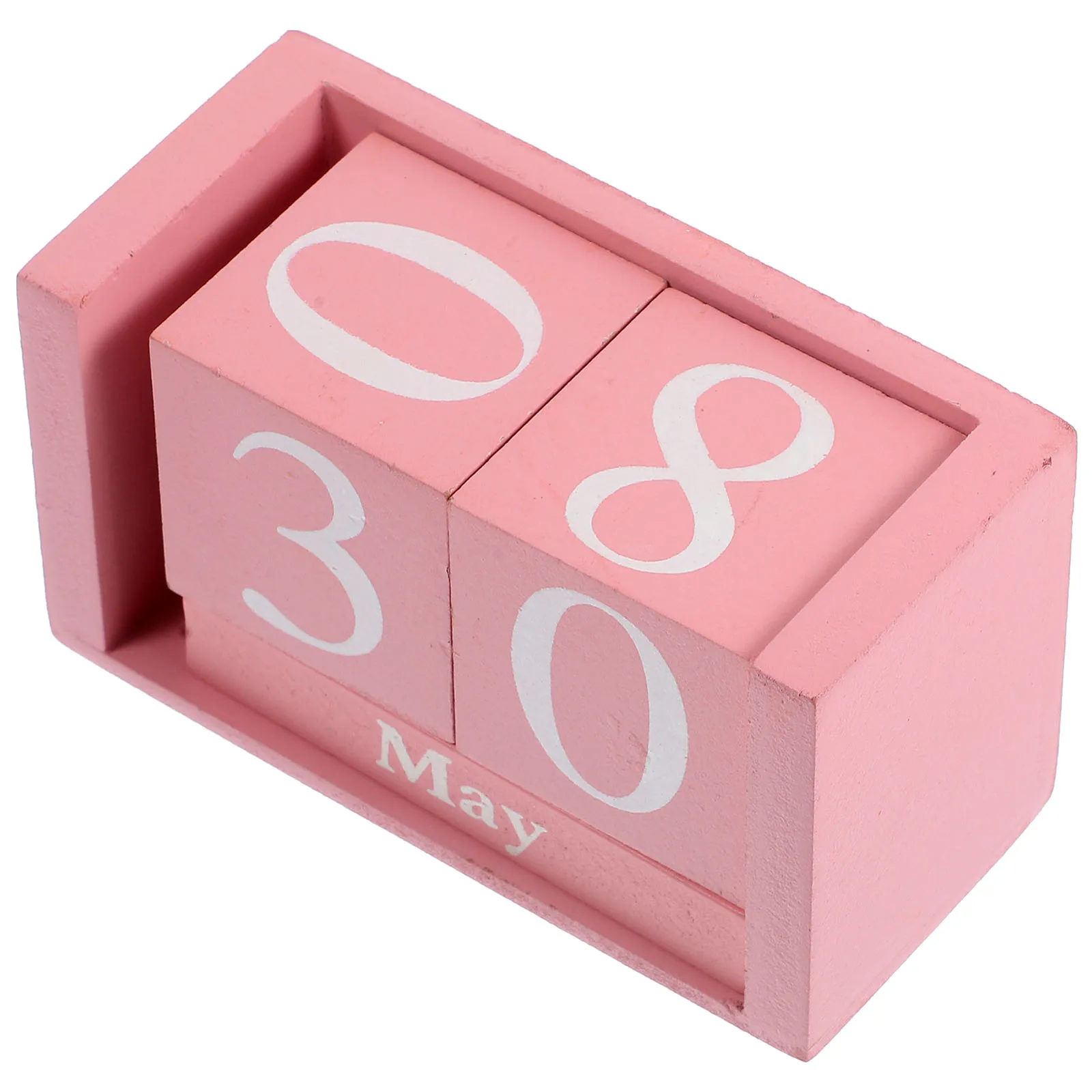 

Wooden Perpetual Calendar Desk Decoration Never Ending Blocks Home Office Retro Pink White Numbers Manual Date Change