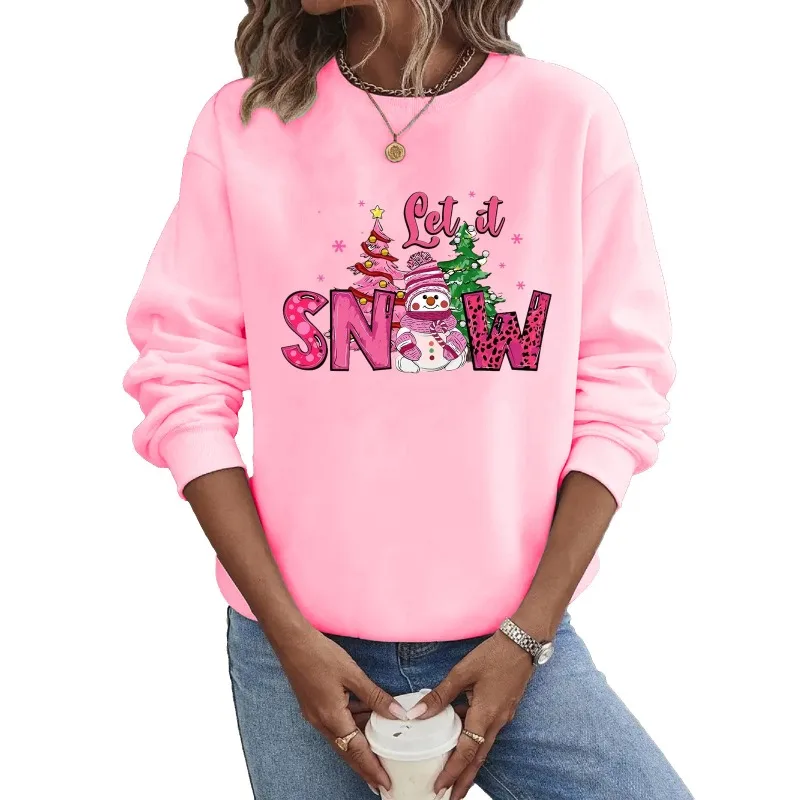 

Crew-neck Hoodie Europe and The United States Christmas Long-sleeved Hot Christmas Element Letter Printing Streetwear Women
