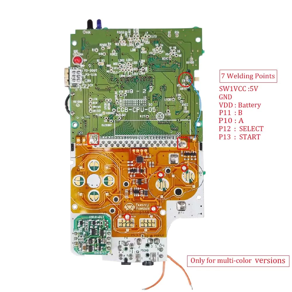 New Board LED Button Light Mod Kit For GBC GameBoy Color Accessories LED Light Ribbon Board DIY Button Light Color Modify Kits