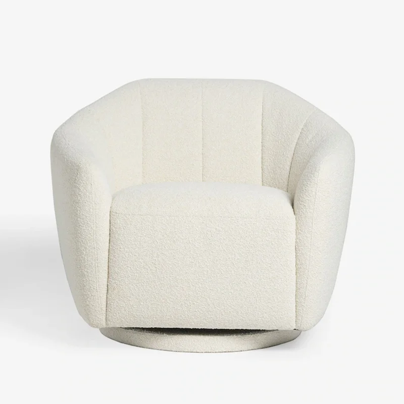 # High-density Foam Cozy Boucle Fabric Barrel Swivel Rotating Chair Furniture Popular