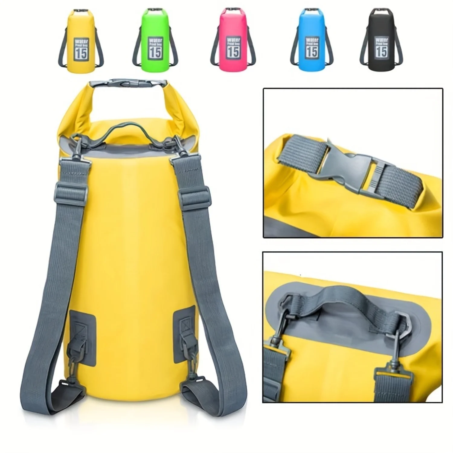 Universal Waterproof PVC Dry Bag - Durable Camping & Water Sports Backpack with Secure Fastener for Outdoor Adventures