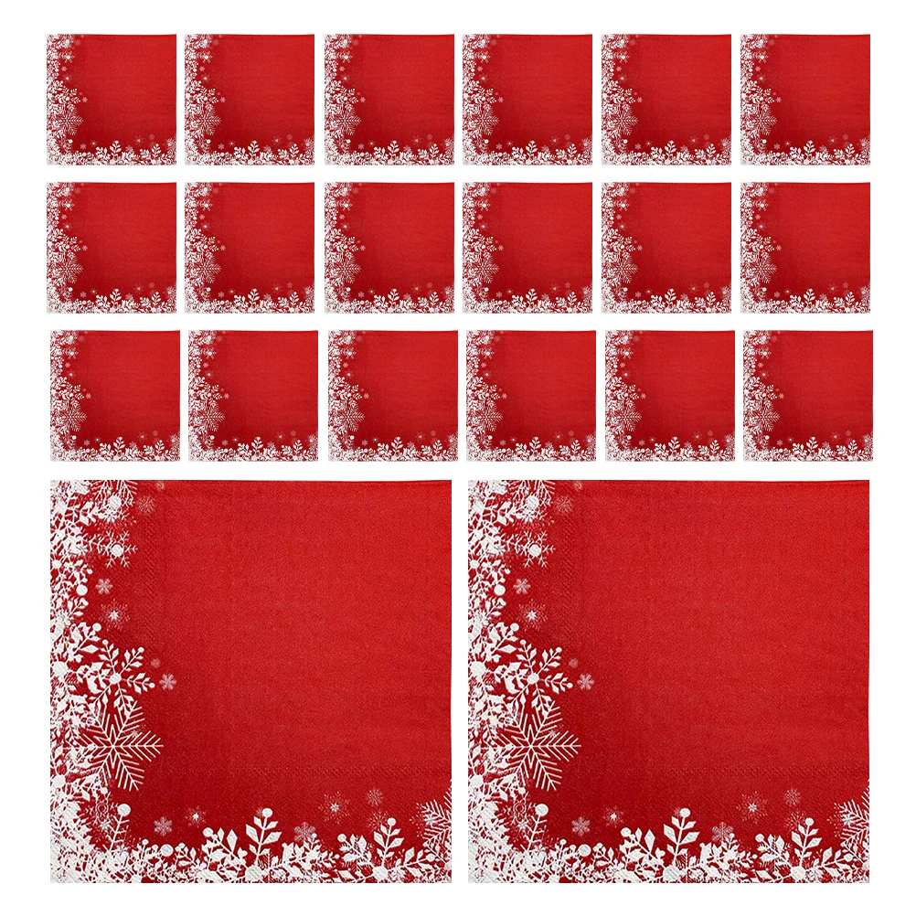 

20pcs Christmas Red Snowflake Disposable Table Decor Christmas Party Table Decor Holiday Hand Towels Festive Events