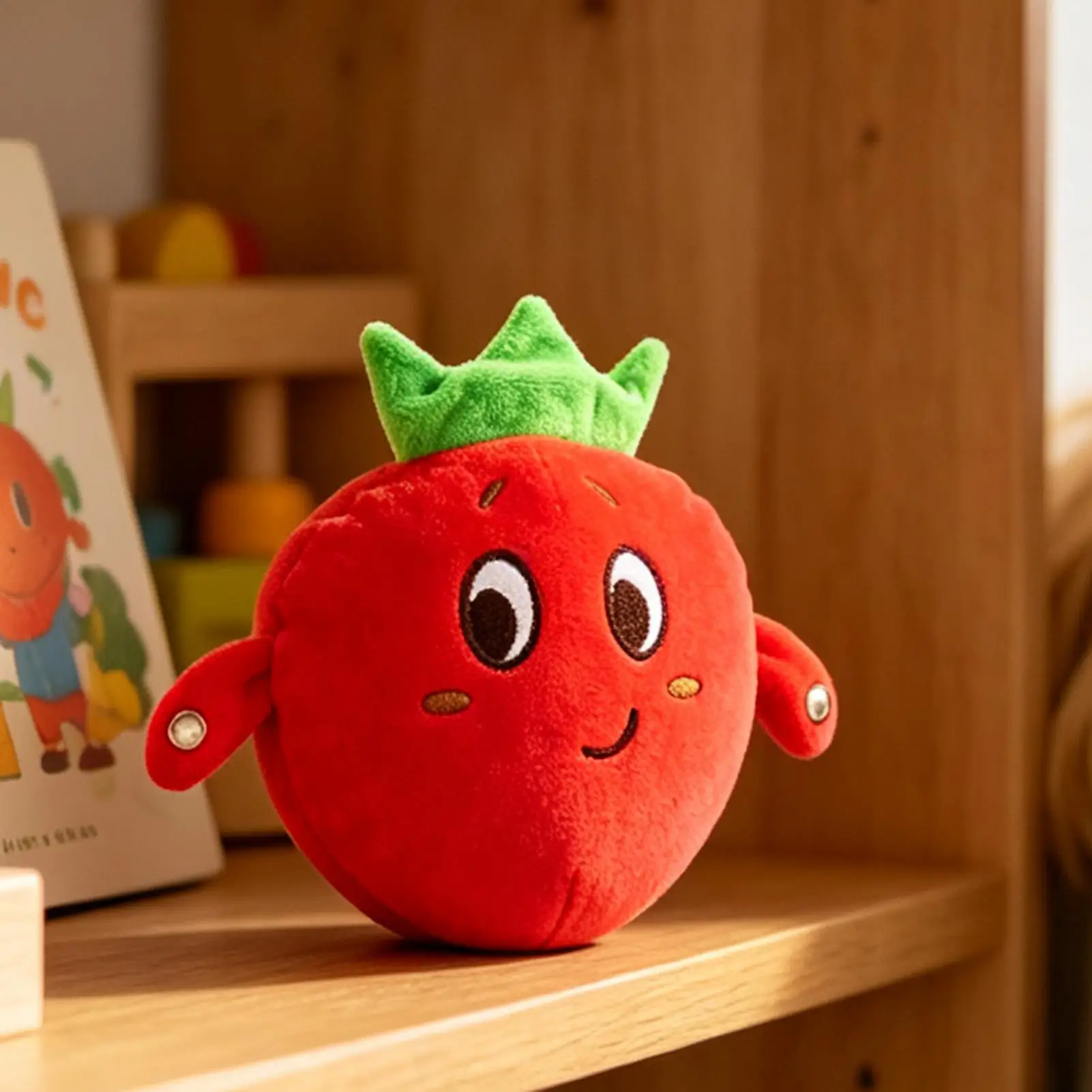 Strawberry Plush Sensory Toy Touch Activated Musical Soft Doll with Sounds Interactive Fruit-Shaped Learning Toy for Baby Toddle