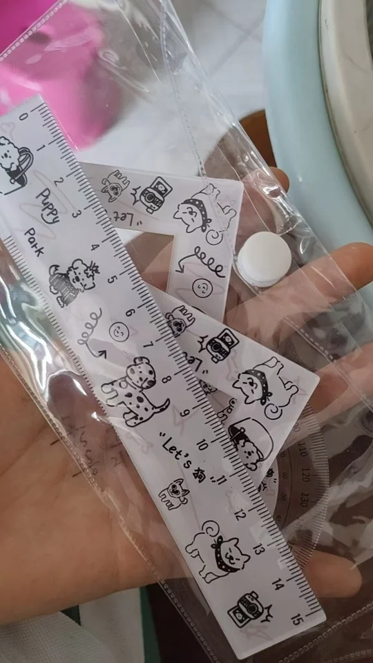 4 in 1 Cute Anime Ruler Stationery Set Ruler Triangle Protractor Drawing Children's Day Gift School Accessories