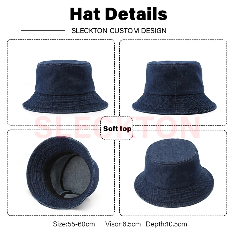 SLECKTON Custom Cap LOGO Embroidery Bucket Hat for Men and Women Brand Design DIY Print Hat Summer Fisherman Hat Solid Unisex