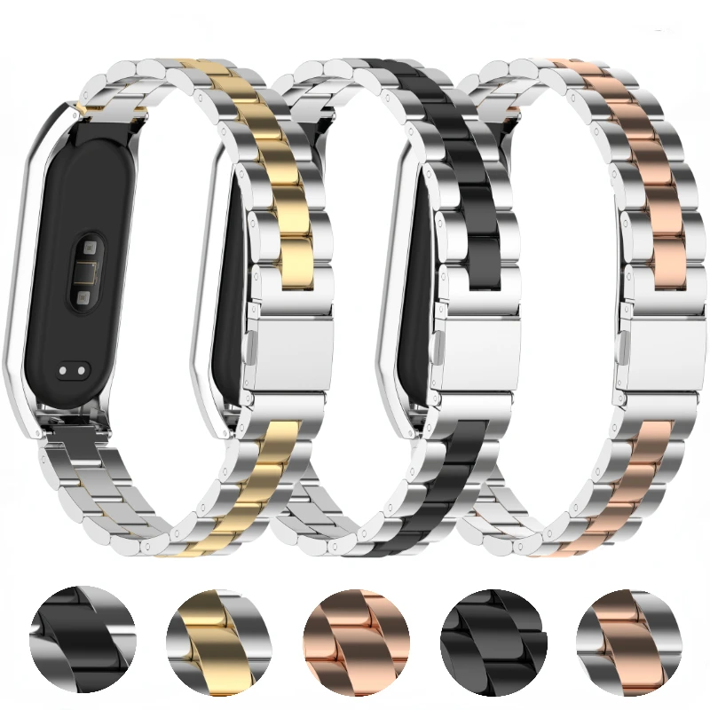 Metal Strap For Xiaomi Mi Band 8 7 6 5 4 Sports Stainless steel bracelet wristband For Mi band 6 5 strap For mi band 4 3 Correa