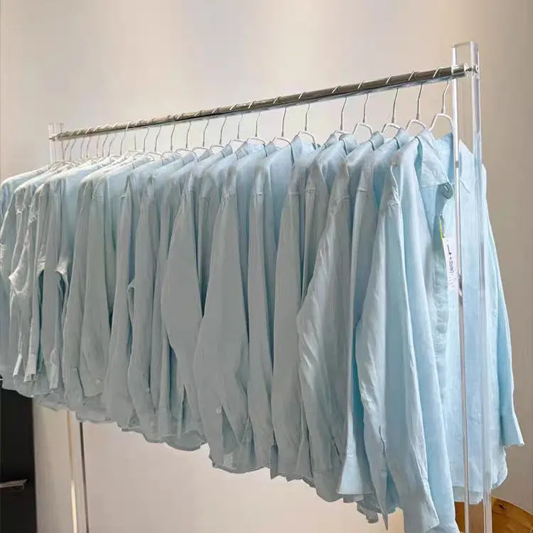 

Chao Recommended Comfortable Light Blue Linen Cool Shirt Women's Summer Lazy Sun Protection Shirt Loose Fit Long Sleeve ...