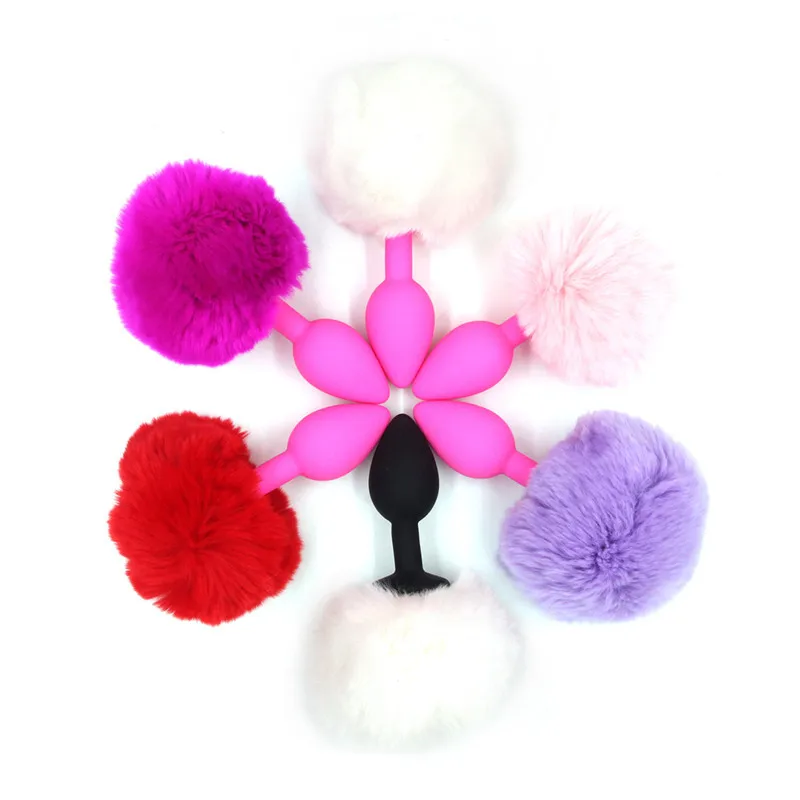 Cute Hair Masturbation Soft Silicone Butt Plug Anal Plug Unisex Sex Stopper Adult Toys for Men/Women Anal Trainer for Couples