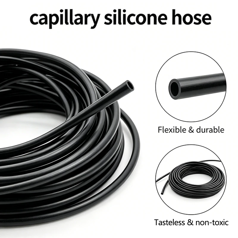 

Heatproof Food Grade Black Silicone Capillary Tube Non-toxic Flexible Pipe ID0.5/1/2/3/4/5mm Lab Test Micro Liquid Transfer Hose