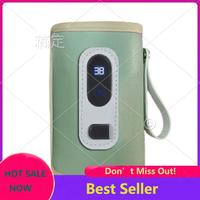 Travel Stroller Insulated Bag Digital Display Nursing Bottle Heater For Outdoor Winter -Green