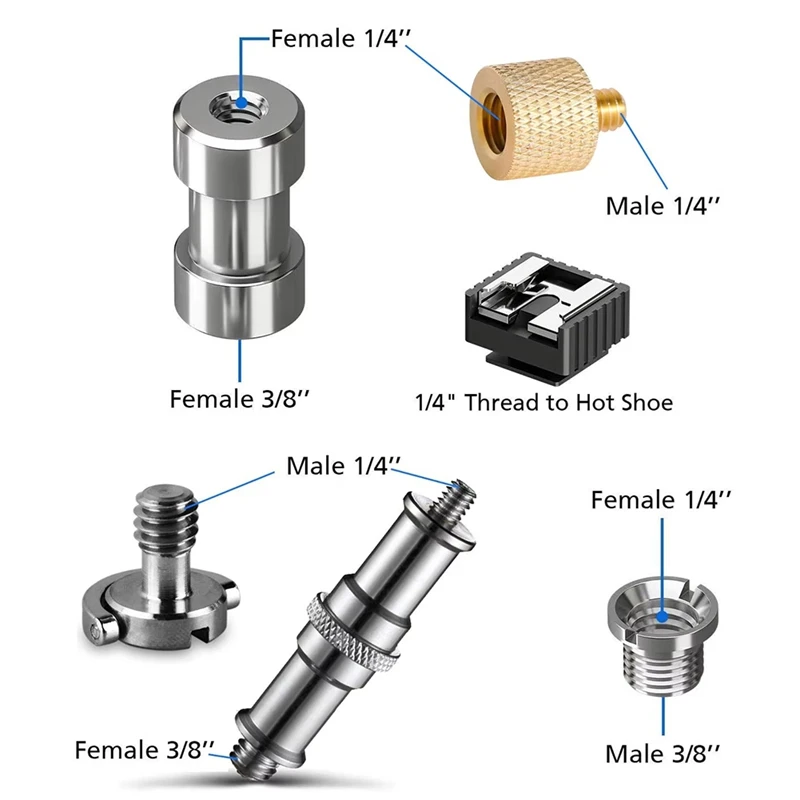 ABNO-26Pcs Camera Screw Mount Set 1/4 Inch And 3/8 Inch Converter Threaded Screws Adapter Flash Shoe Mount
