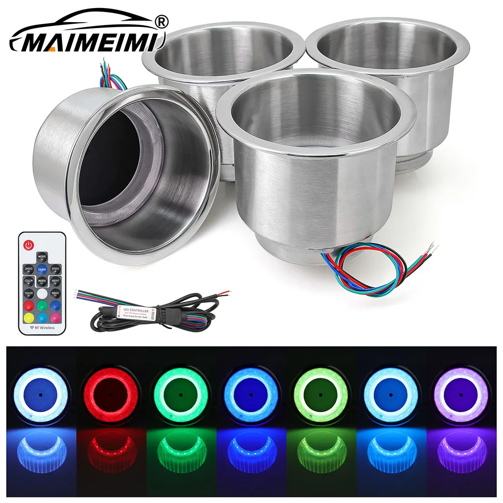 

4pcs Stainless Steel Cup Drink Holder Color Recessed Beverage Rack Drink Bottle Holder Controller for Marine Yacht RV Rustproof