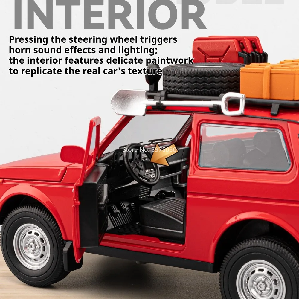 Jouets de voitures en alliage Lada NiVa, échelle 1:24, modèles de moulage sous pression avec son léger, véhicules miniatures rétractables pour articles de collection