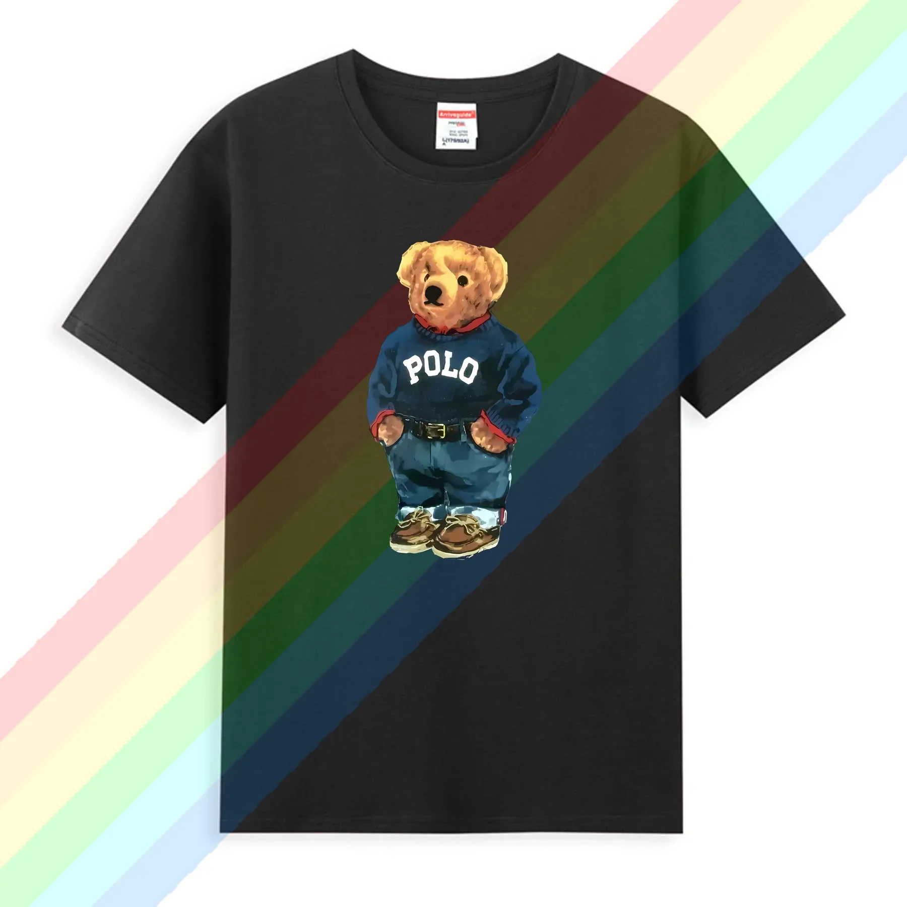 Amazing Tees Male Ralph Bear T Shirt Casual Oversized Essential Lauren Brand T-shirt Men Black T-shirts Graphic Streetwear Cool